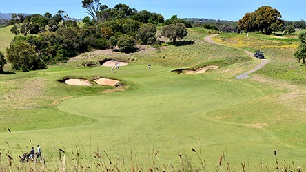 Rolling fairways and bunkering at The Dunes Golf Links on the Mornington Peninsula