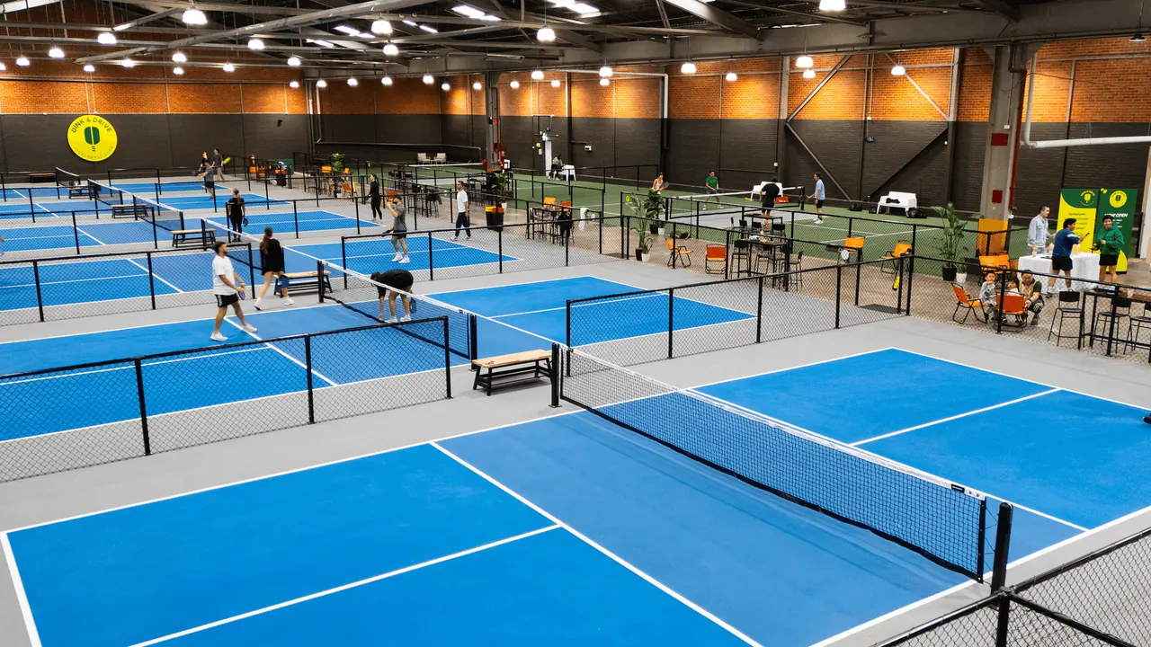 Indoor pickleball courts at Dink & Drive, Port Melbourne