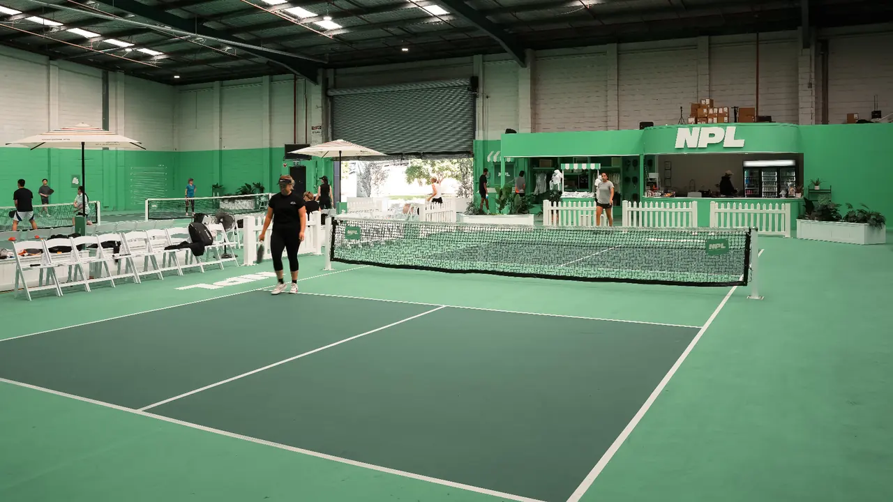Green indoor courts at The Jar Pickleball Club, South Melbourne